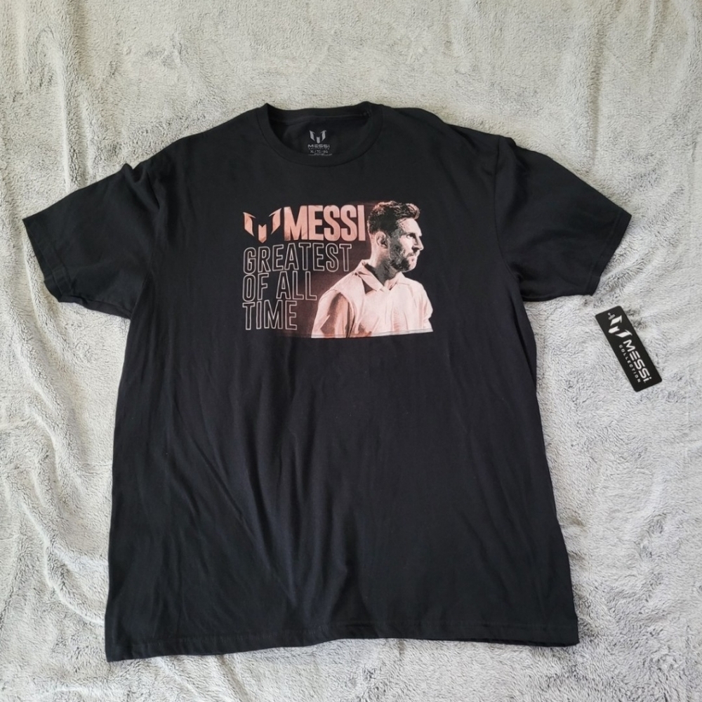 Lionel Messi Mens Size XL Black T-Shirt Greatest Of All Time Soccer Futbol MLS
